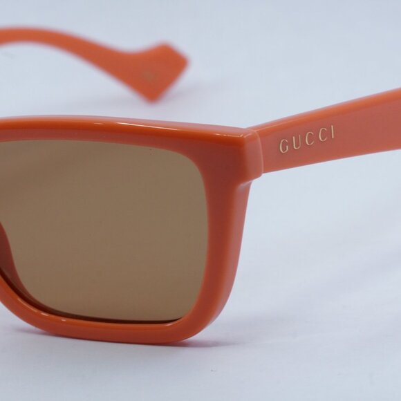Gucci GG1539S 004 Sunglasses Orange Rectangle Frame, Brown Lenses - Picture 2 of 13